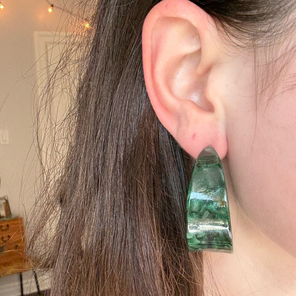 Chunky Vintage Green Hoop Earrings
